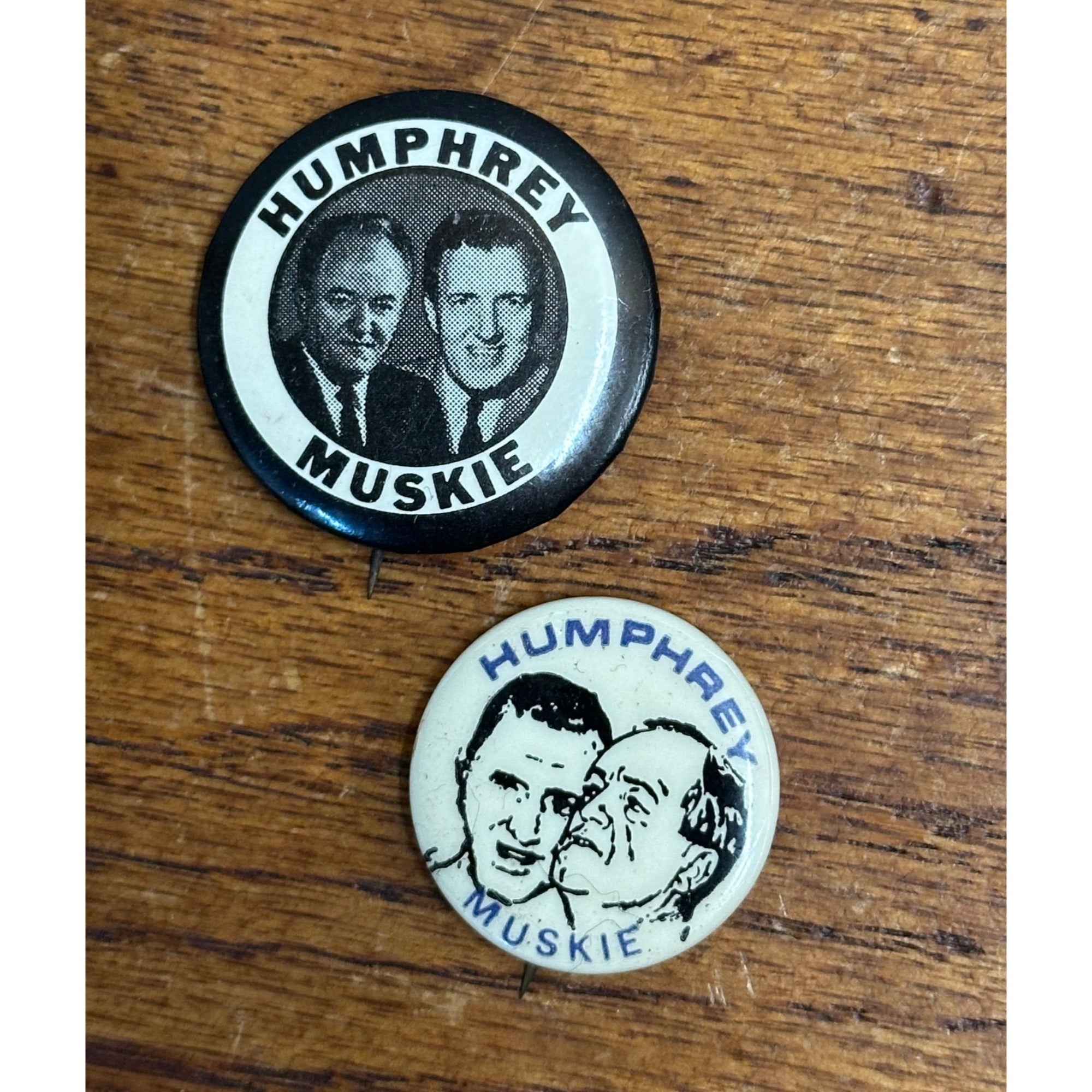 1968 Hubert Humphrey & Muskie President Campaign Button Pin Presidential Lot (2)