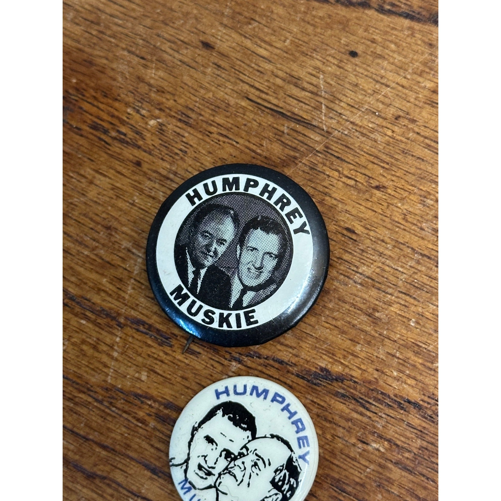 1968 Hubert Humphrey & Muskie President Campaign Button Pin Presidential Lot (2)