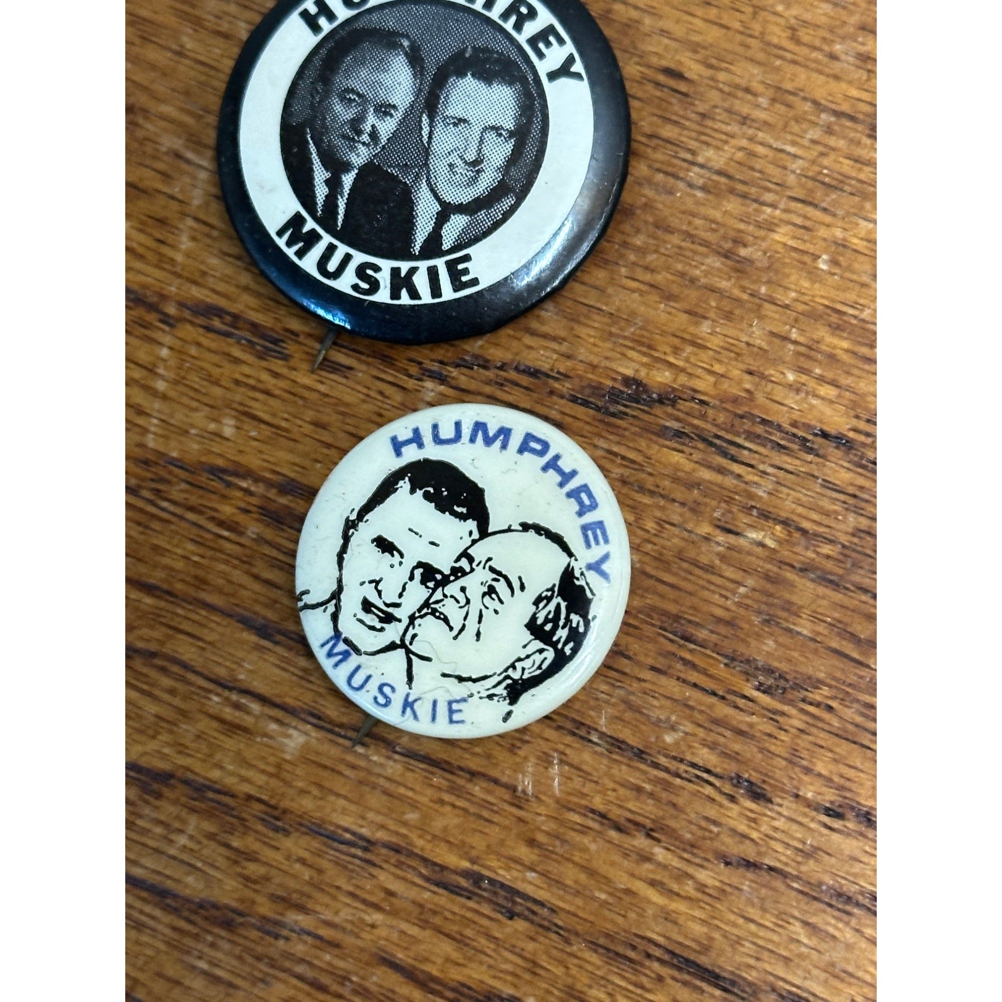 1968 Hubert Humphrey & Muskie President Campaign Button Pin Presidential Lot (2)