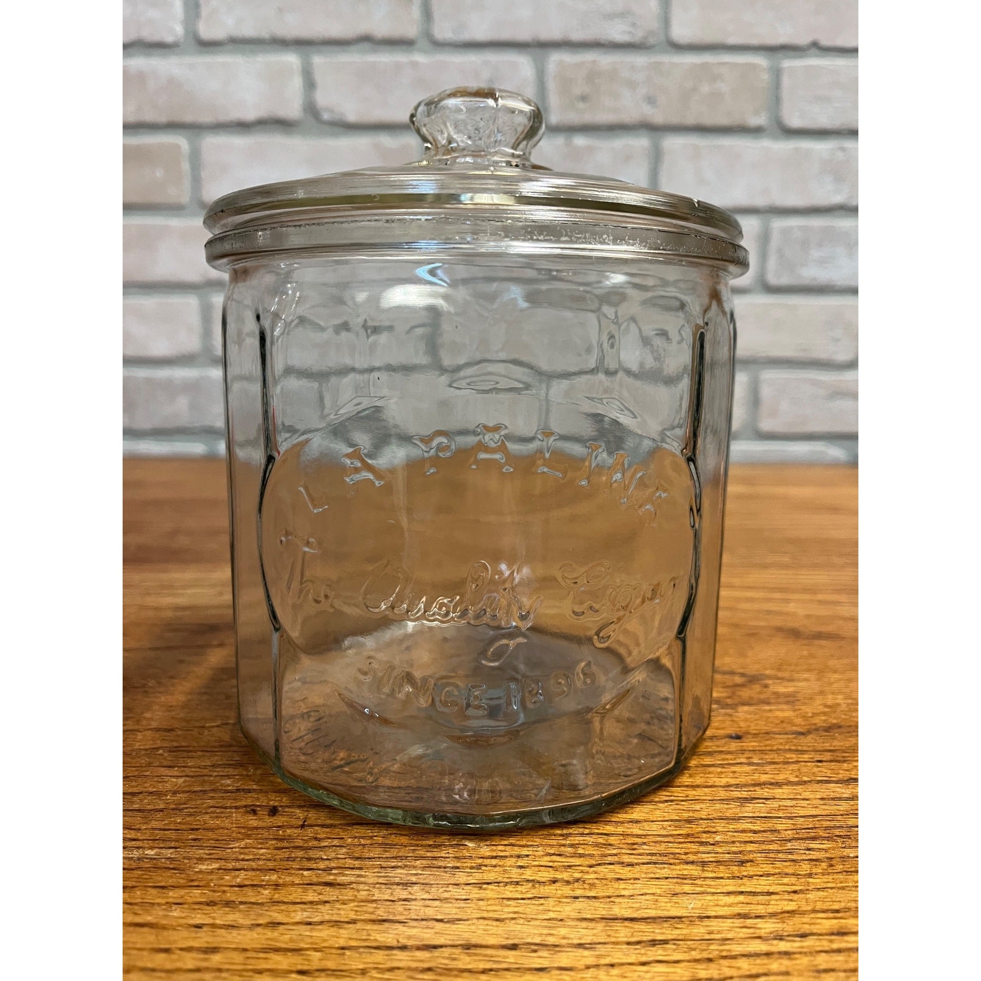 Vintage 1920s La Palina Quality Congress Cigar Co Clear Glass Jar Humidor w/ Lid