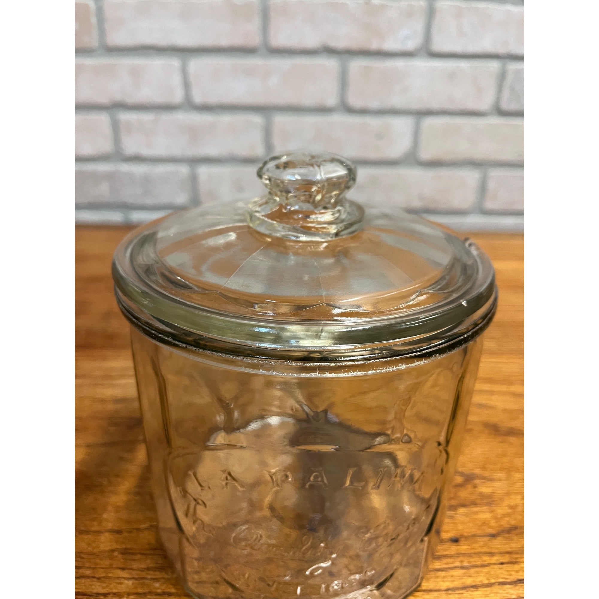 Vintage 1920s La Palina Quality Congress Cigar Co Clear Glass Jar Humidor w/ Lid