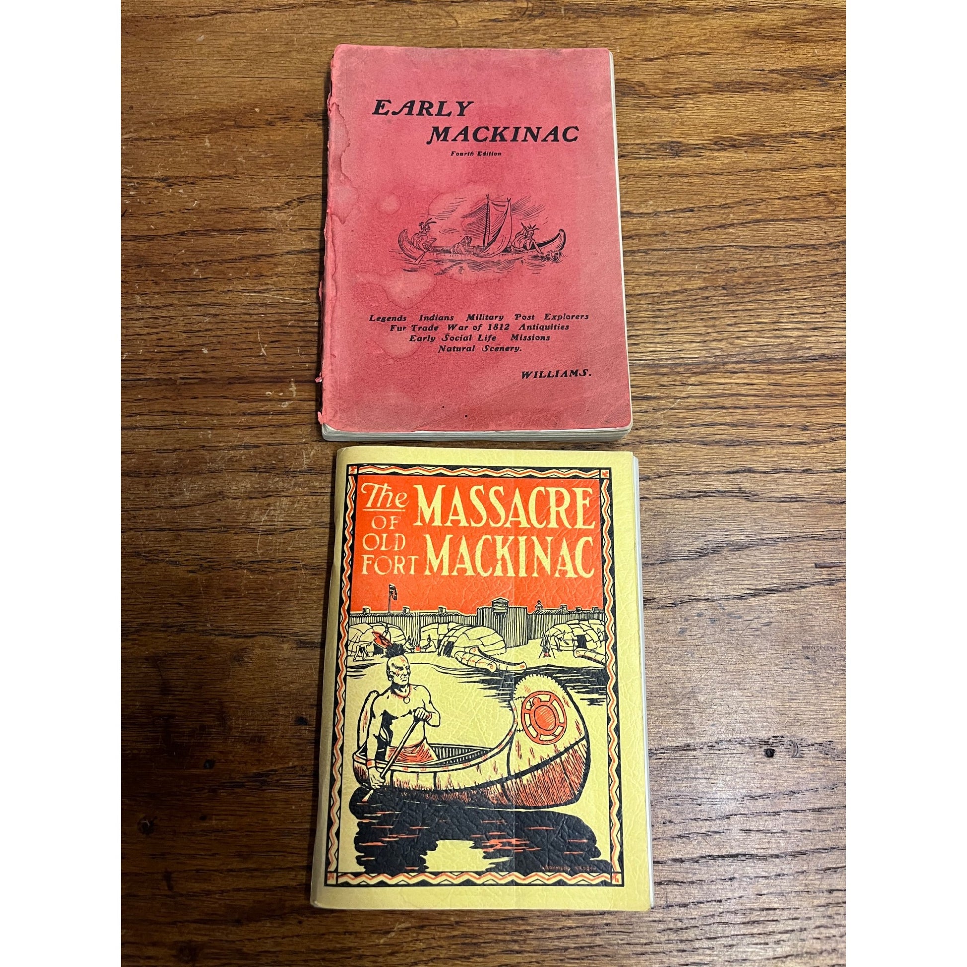 Vintage Lot (2) Mackinac Michigan History Books Early & Massacre at Old Fort