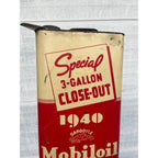 RARE Vintage Mobiloil Wadhams 1940 Close-Out 3 Gallon Motor Oil Can Gargoyle