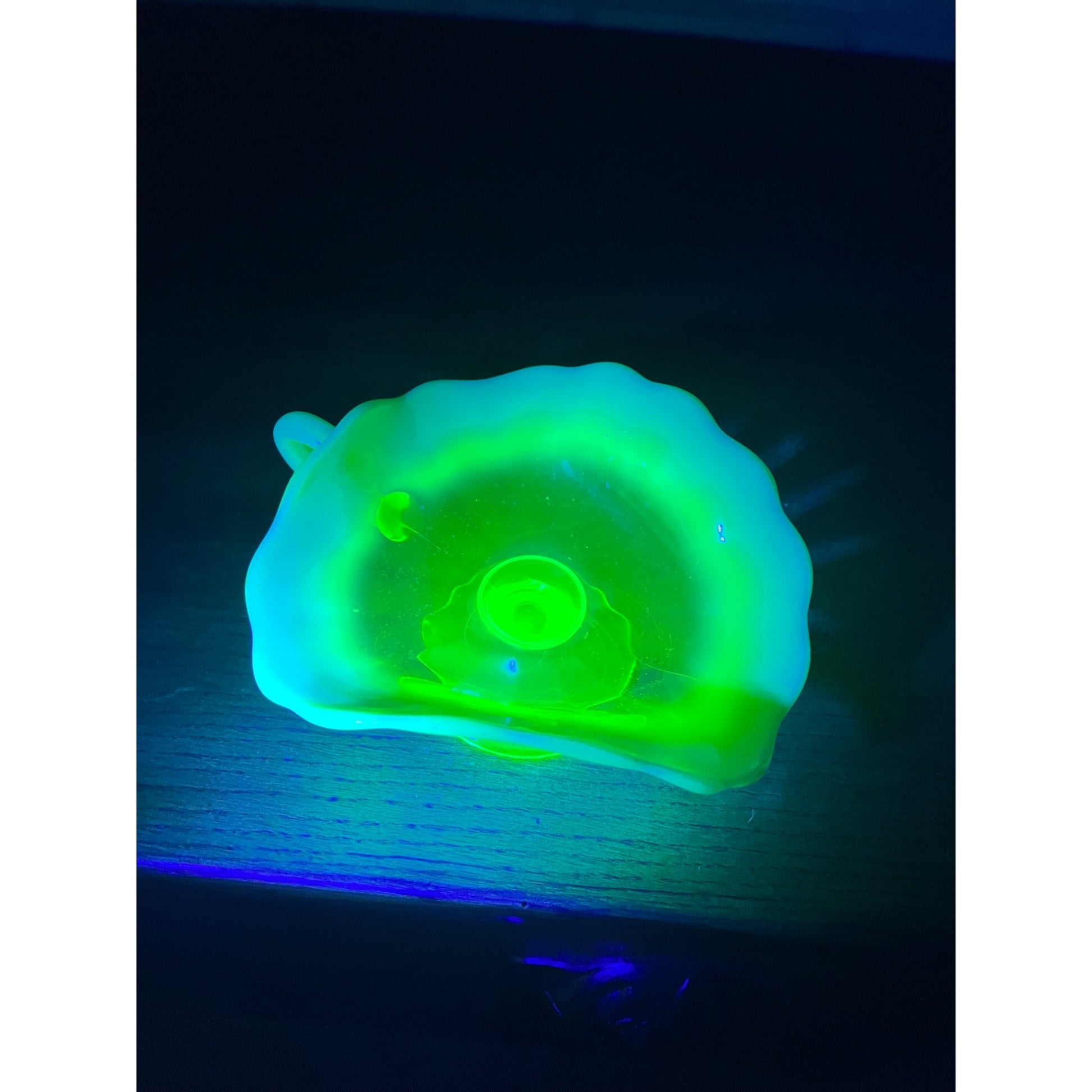 Vintage Northwood Yellow Vaseline Footed Compote Candy Dish Uranium Handled