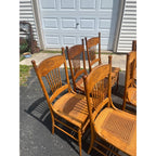 Vintage Antique Oak Cane Woven Chairs Farmhouse Kitchen