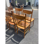 Vintage Antique Oak Cane Woven Chairs Farmhouse Kitchen