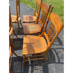 Vintage Antique Oak Cane Woven Chairs Farmhouse Kitchen