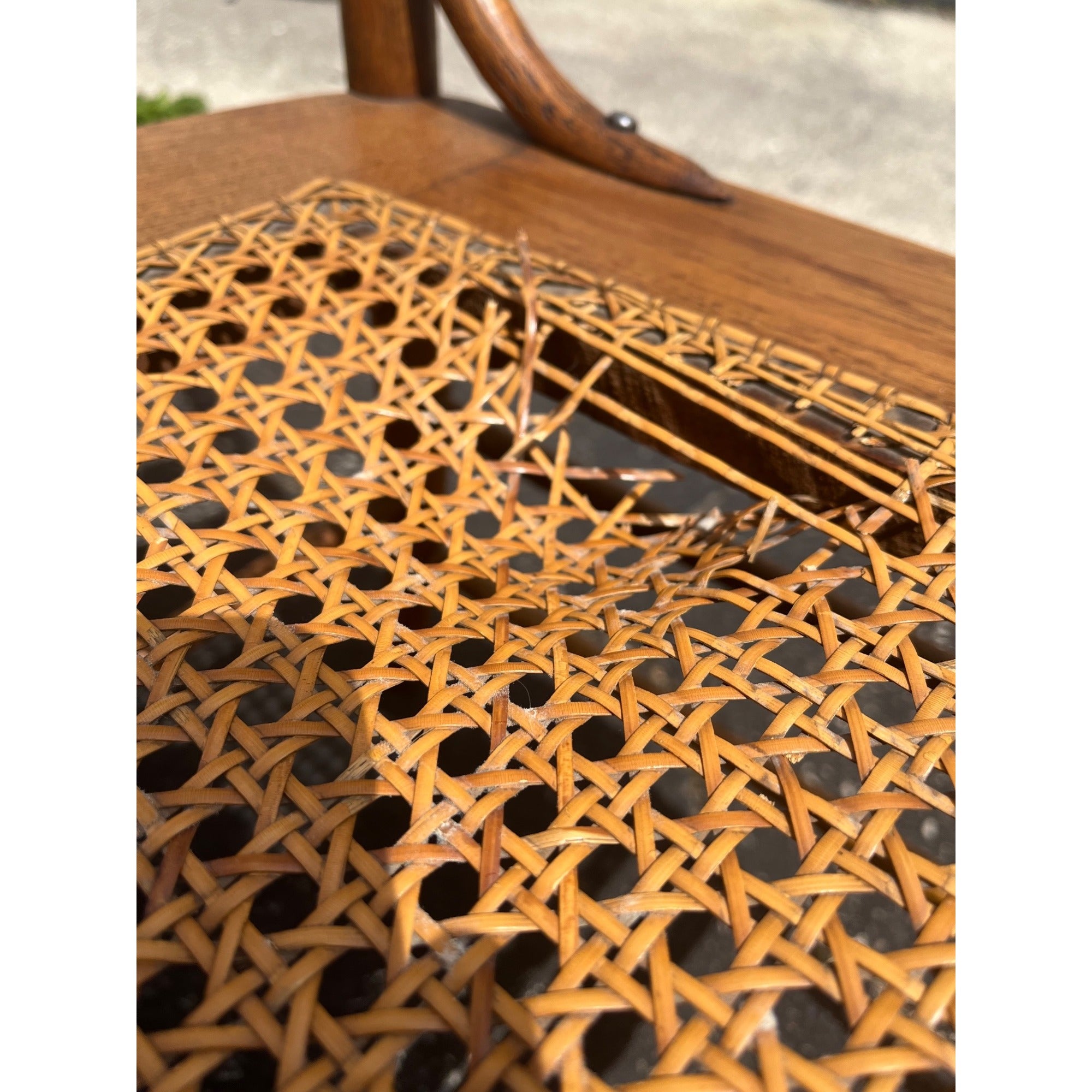 Vintage Antique Oak Cane Woven Chairs Farmhouse Kitchen