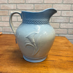 Antique Blue White Red Wing Stoneware Salt Glaze Lily Pitcher Yellowware As-Is