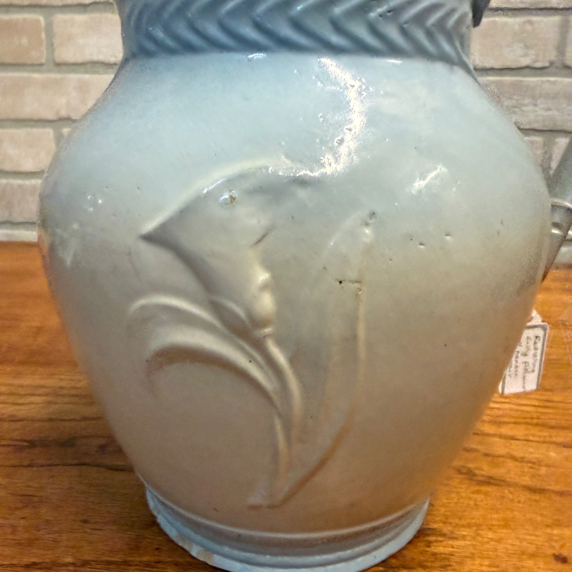 Antique Blue White Red Wing Stoneware Salt Glaze Lily Pitcher Yellowware As-Is