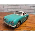 Vintage 1950s Volkswagen Karmann Ghia MF-743 Tin Friction Toy Car Sedan Aqua