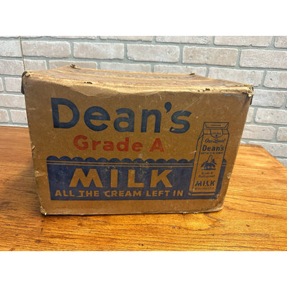 Vintage 1940s Dean's Milk Dairy Cardboard Advertising Crate Box Bottle Holder