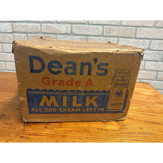 Vintage 1940s Dean's Milk Dairy Cardboard Advertising Crate Box Bottle Holder