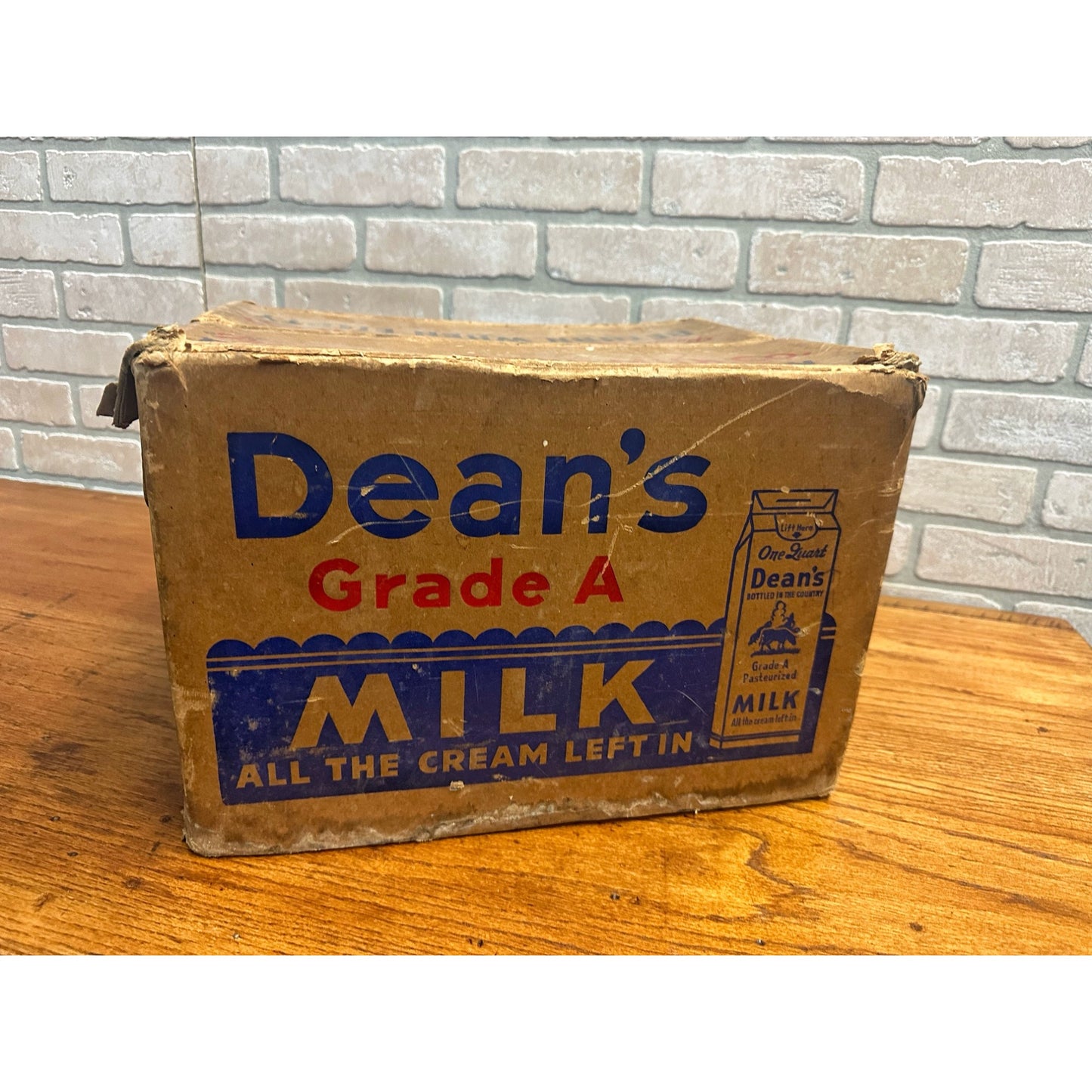 Vintage 1940s Dean's Milk Dairy Cardboard Advertising Crate Box Bottle Holder