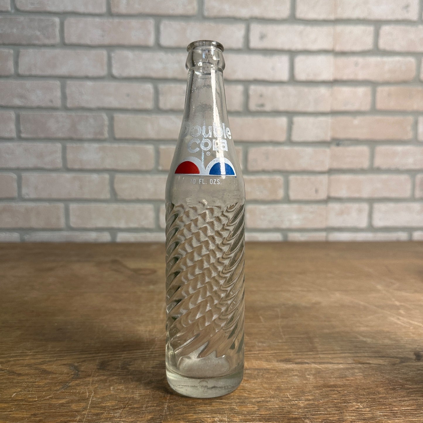 Vintage 1970s Double Cola 10oz Glass Soda Bottle Ribbed