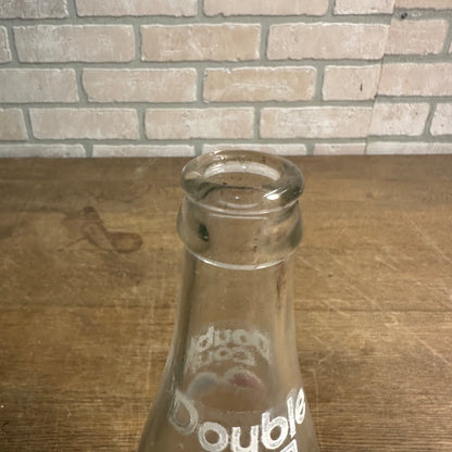 Vintage 1970s Double Cola 10oz Glass Soda Bottle Ribbed