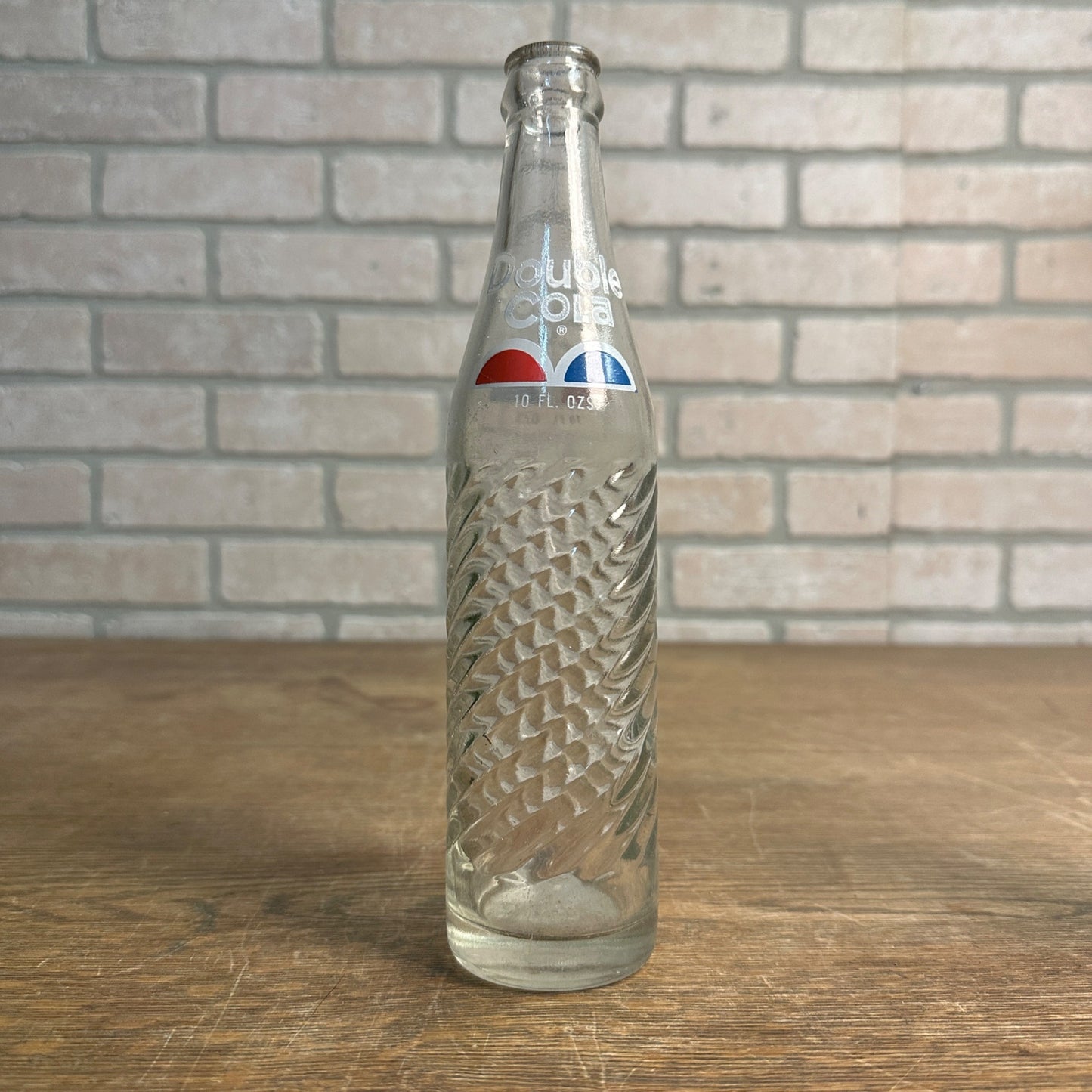 Vintage 1970s Double Cola 10oz Glass Soda Bottle Ribbed