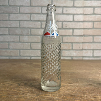 Vintage 1970s Double Cola 10oz Glass Soda Bottle Ribbed