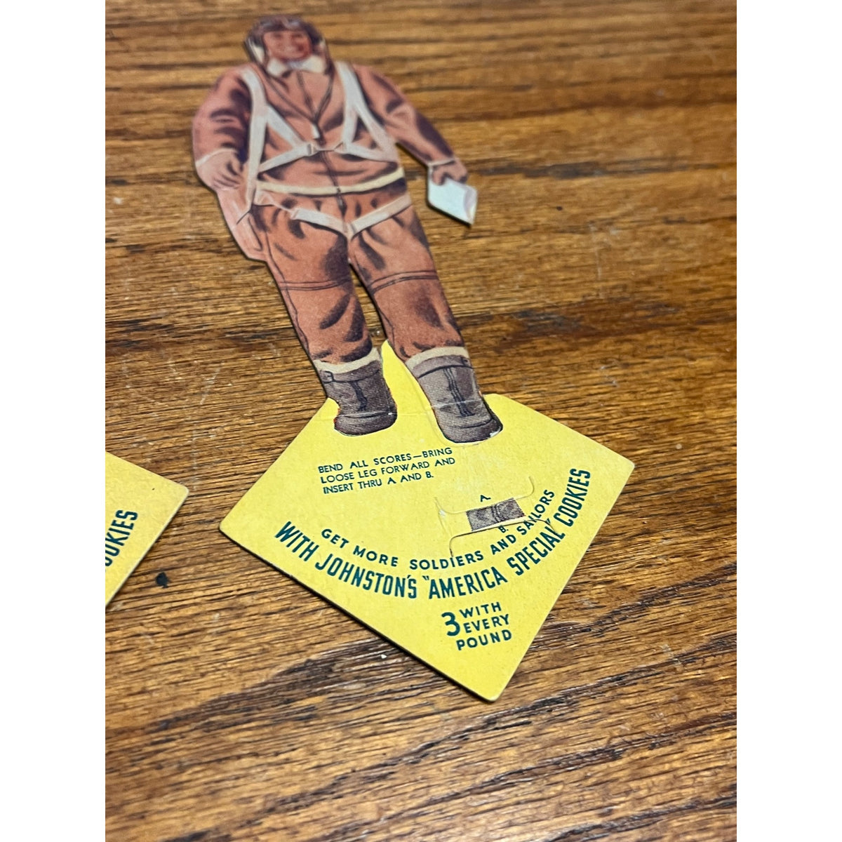 Vintage WWII Johnston's Cookies Soldiers Cardboard Doll Premiums