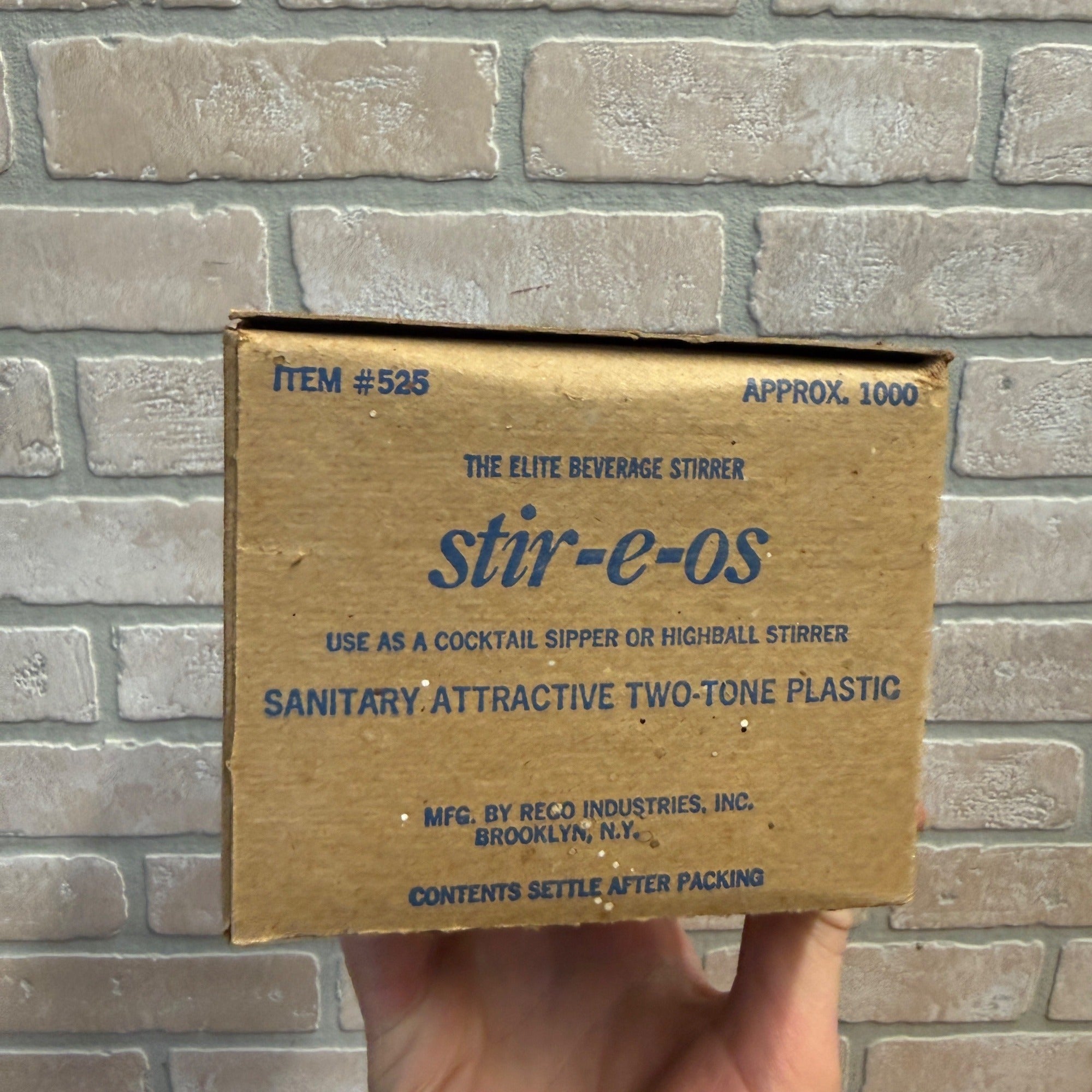 Vintage 1950s Stir-e-os Cocktail Highball Drinking Straws Advertising Box w/ Straws