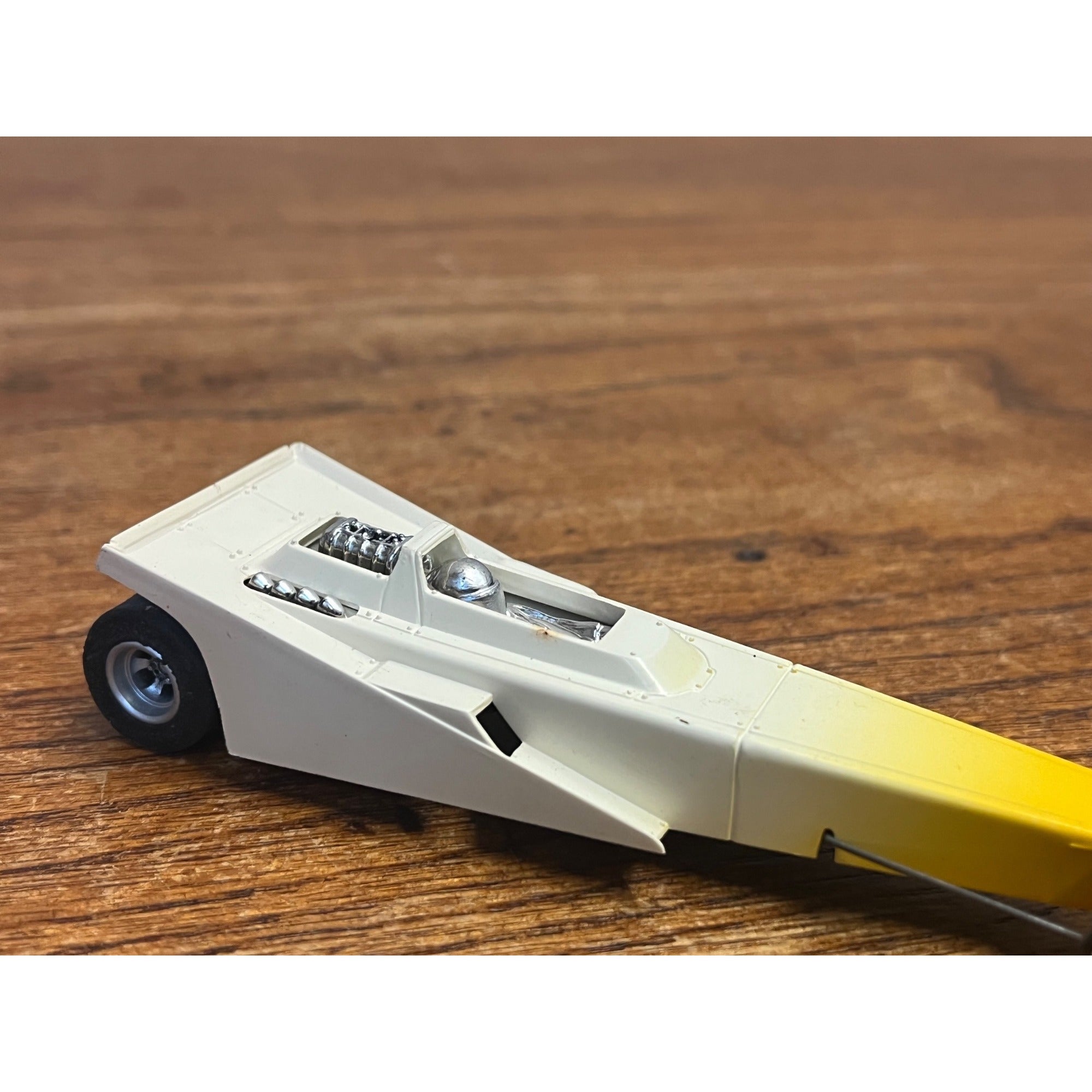 Vintage Aurora AFX Furious Fueler Yellow & White Dragster HO Slot Car