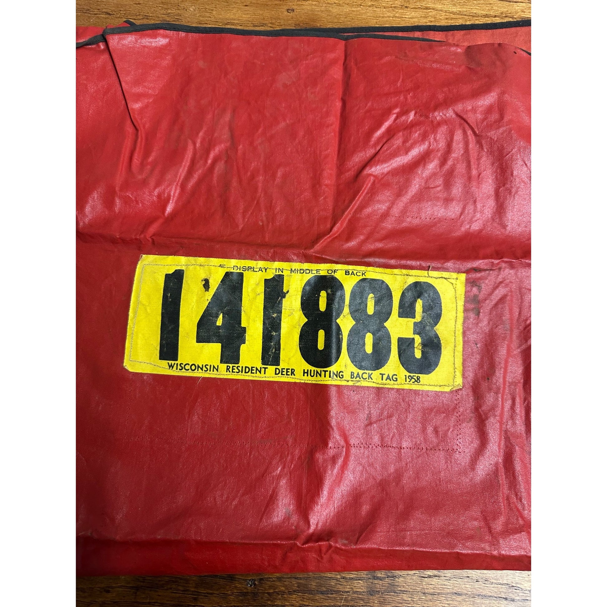 RARE Vintage 1948 Wisconsin Resident Cloth Deer Hunting License Tag Yellow