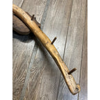 Antique Primitive Folk Art Butcher's Wooden Hog Gambrel Hat Hook Wall Mount OOAK