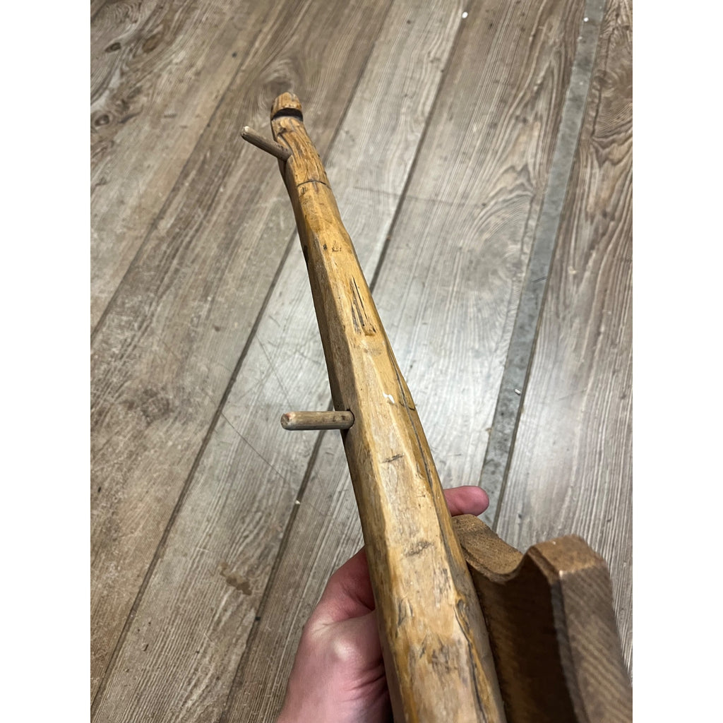 Antique Primitive Folk Art Butcher's Wooden Hog Gambrel Hat Hook Wall Mount OOAK