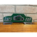 RARE Vintage License Plate Topper RACE CAR FAN Aluminum 1950s Racetrack Flag