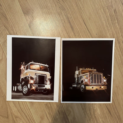 (2) Original International Semi Cab 4300 Photo Artwork Prints