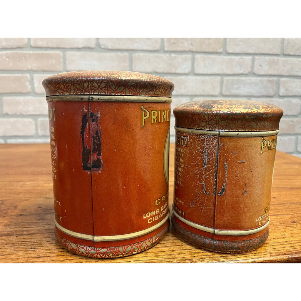 Vintage Prince Albert Crimp Cut Tobacco Round Tin (Empty) Pair Lot (2)