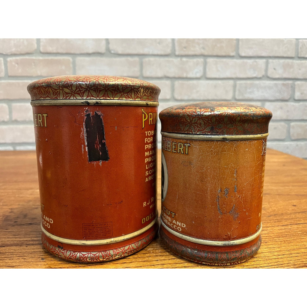 Vintage Prince Albert Crimp Cut Tobacco Round Tin (Empty) Pair Lot (2)