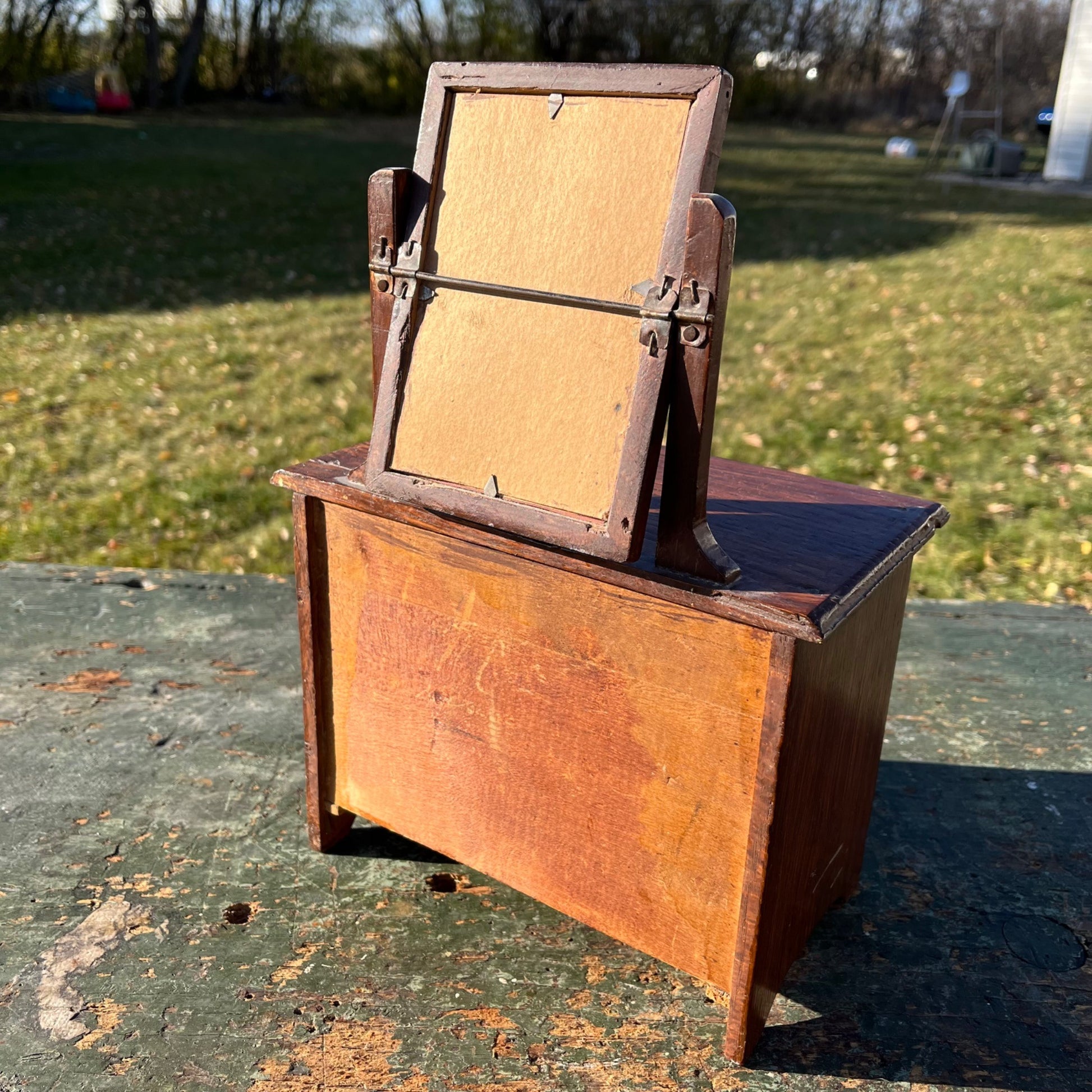 Vintage Wooden Doll Dresser Mirrored Miniature Toy Three-Drawer 13" Tall