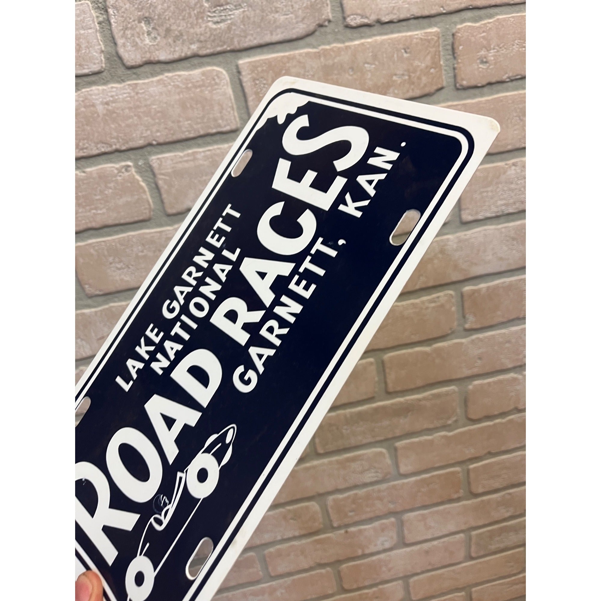 Vintage Lake Garnett License Plate Sign Plastic Drag Road Racing Hot Rod