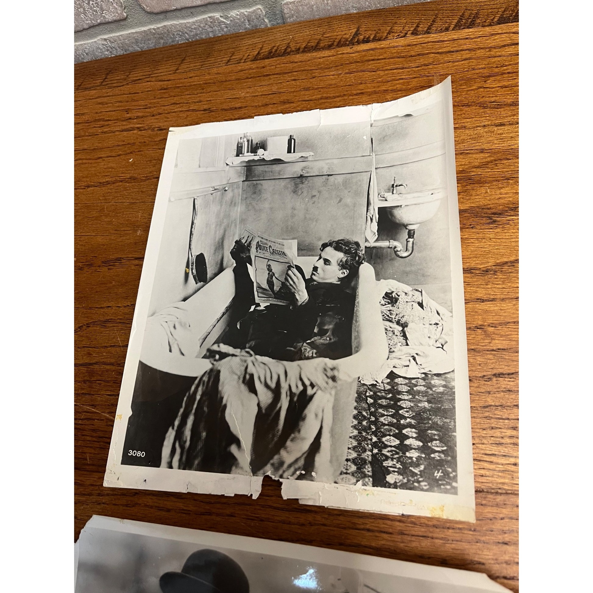 Vintage Charlie Chaplin Lot (2) Black & White Movie Still Photos Original As-Is