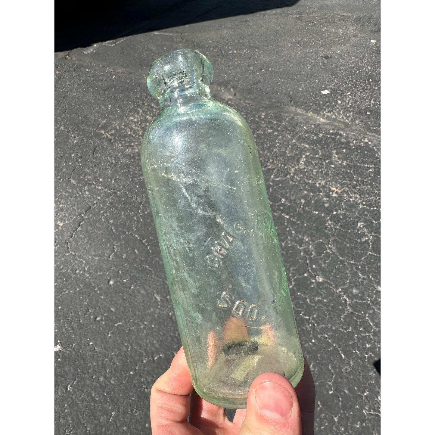 Antique 1890s Chas. Farm Soo Michigan Hutchinson Soda Bottle Blob MI Mich.