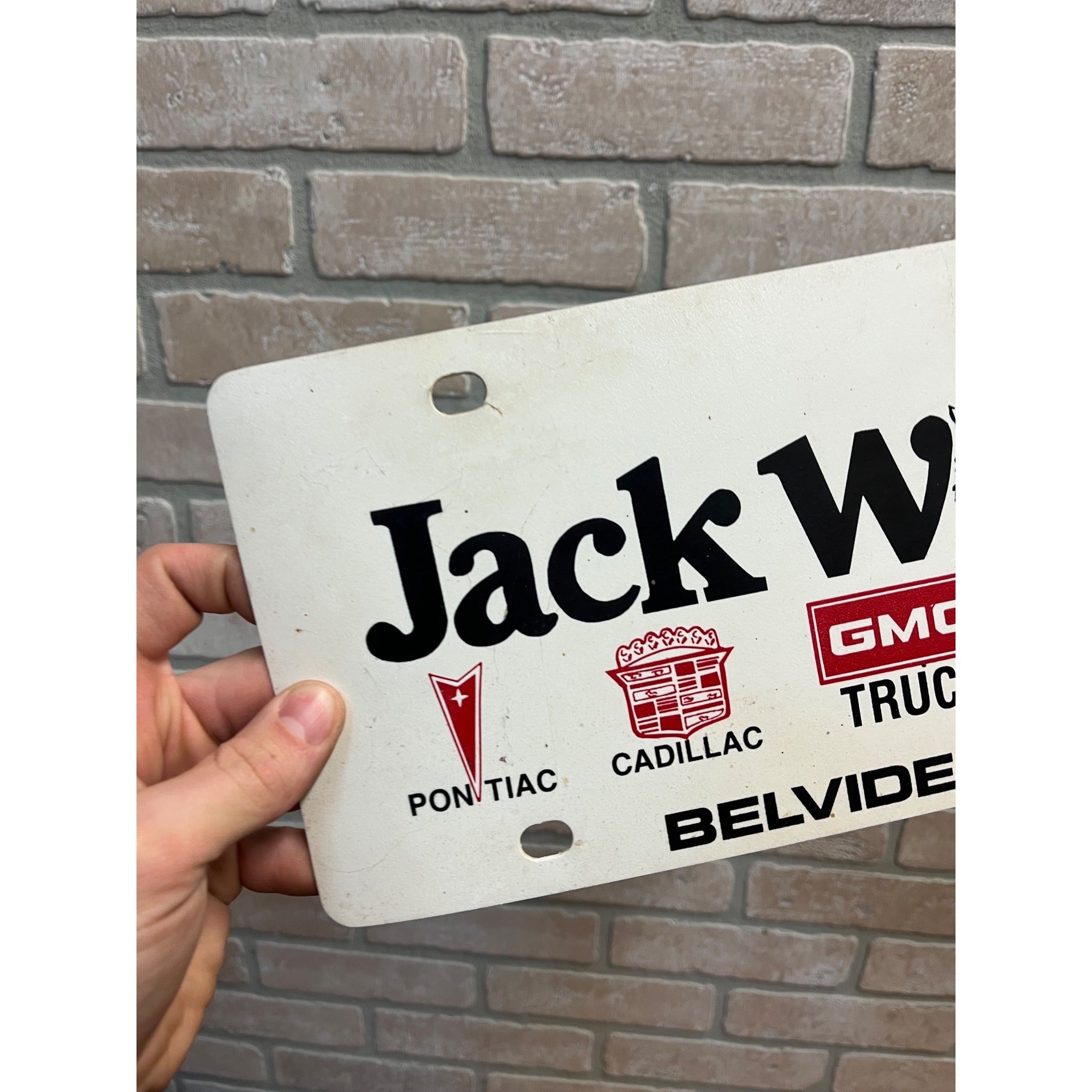 Vintage Jack Wolf Pontiac Cadillac Jeep AMC Dealer Booser Plastic License Plate