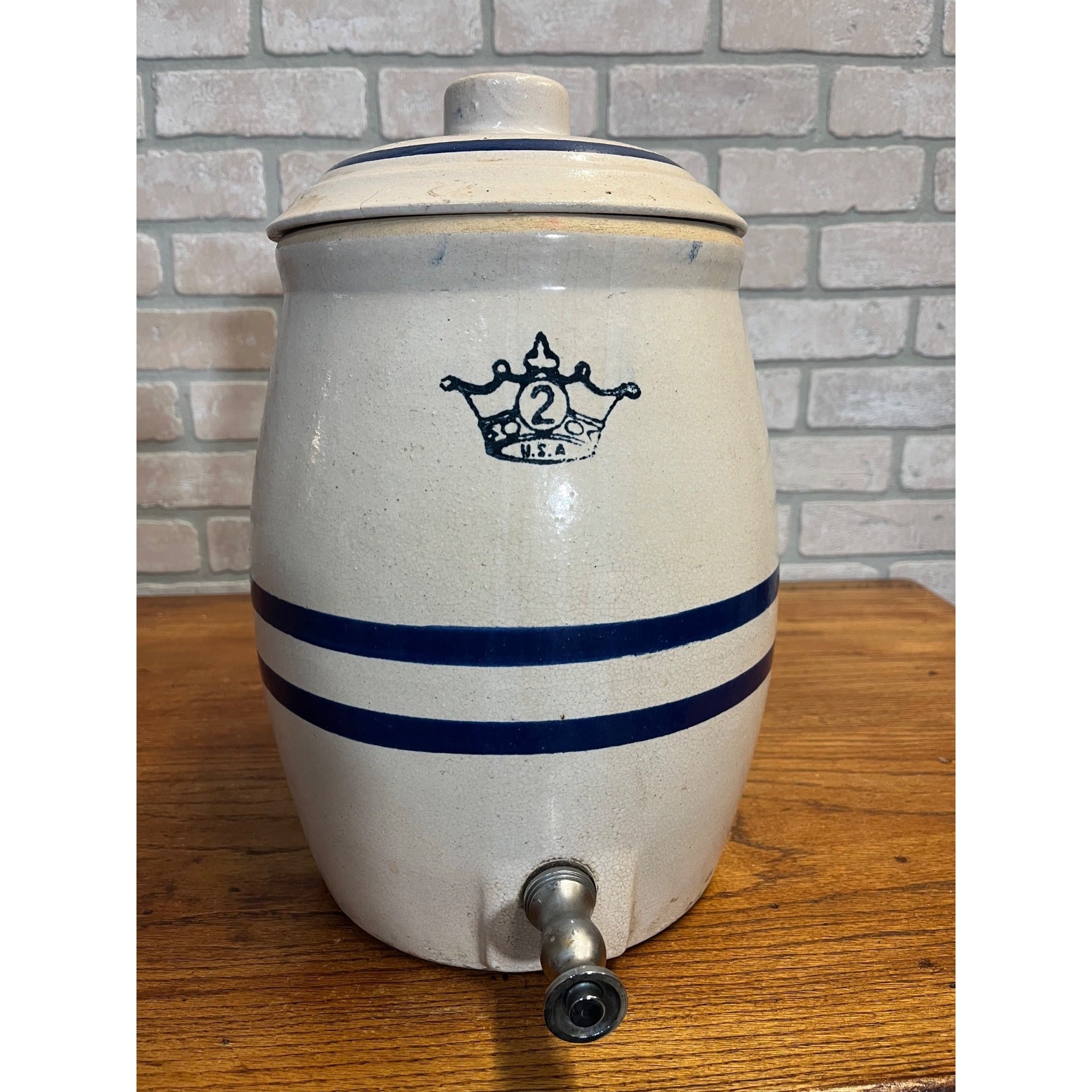 Antique Vintage Robinson Ransbottom Stoneware Water Cooler 2 Gallon