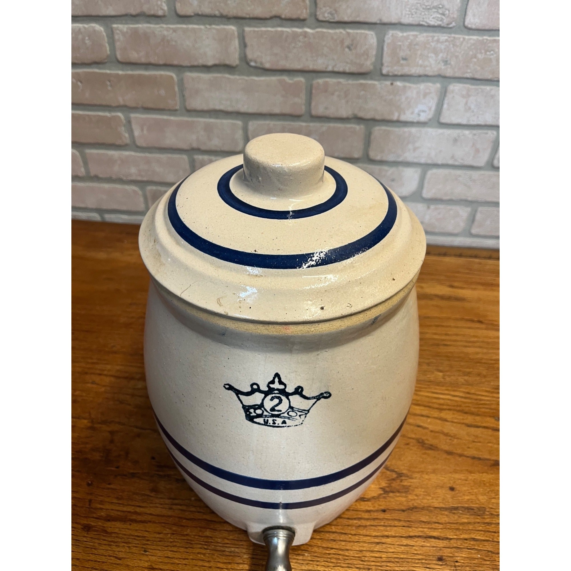 Antique Vintage Robinson Ransbottom Stoneware Water Cooler 2 Gallon