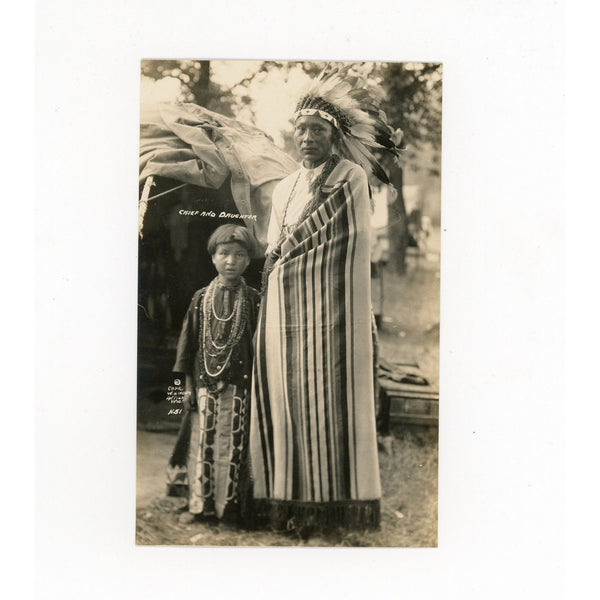 Vintage RPPC Postcard Chief & Daughter Native American Real Photo Menominee