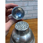 Vintage 1930s Art Deco Ribbed Glass Cocktail Shaker Bar Set w/ Ice Bucket