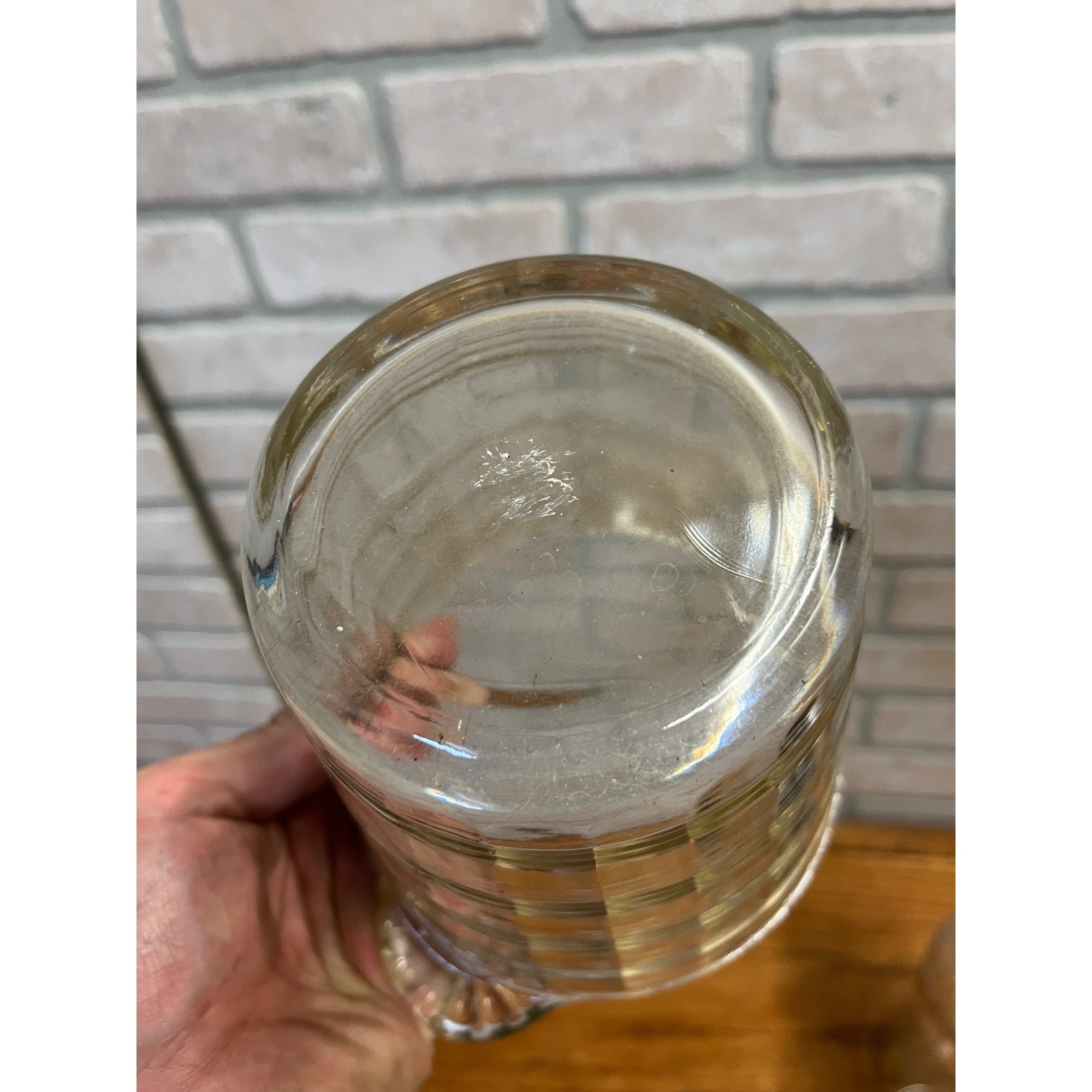 Vintage 1930s Art Deco Ribbed Glass Cocktail Shaker Bar Set w/ Ice Bucket