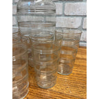 Vintage 1930s Art Deco Ribbed Glass Cocktail Shaker Bar Set w/ Ice Bucket