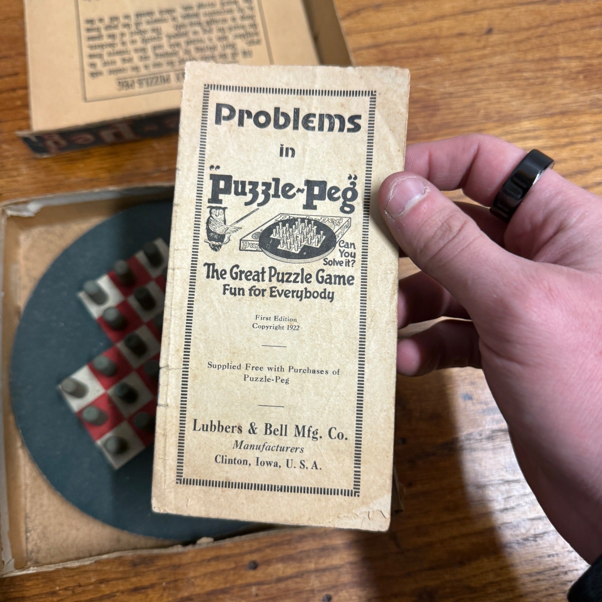 Puzzle Peg Game Manuf. by Lubbers & Bell Rough Early Game Toy