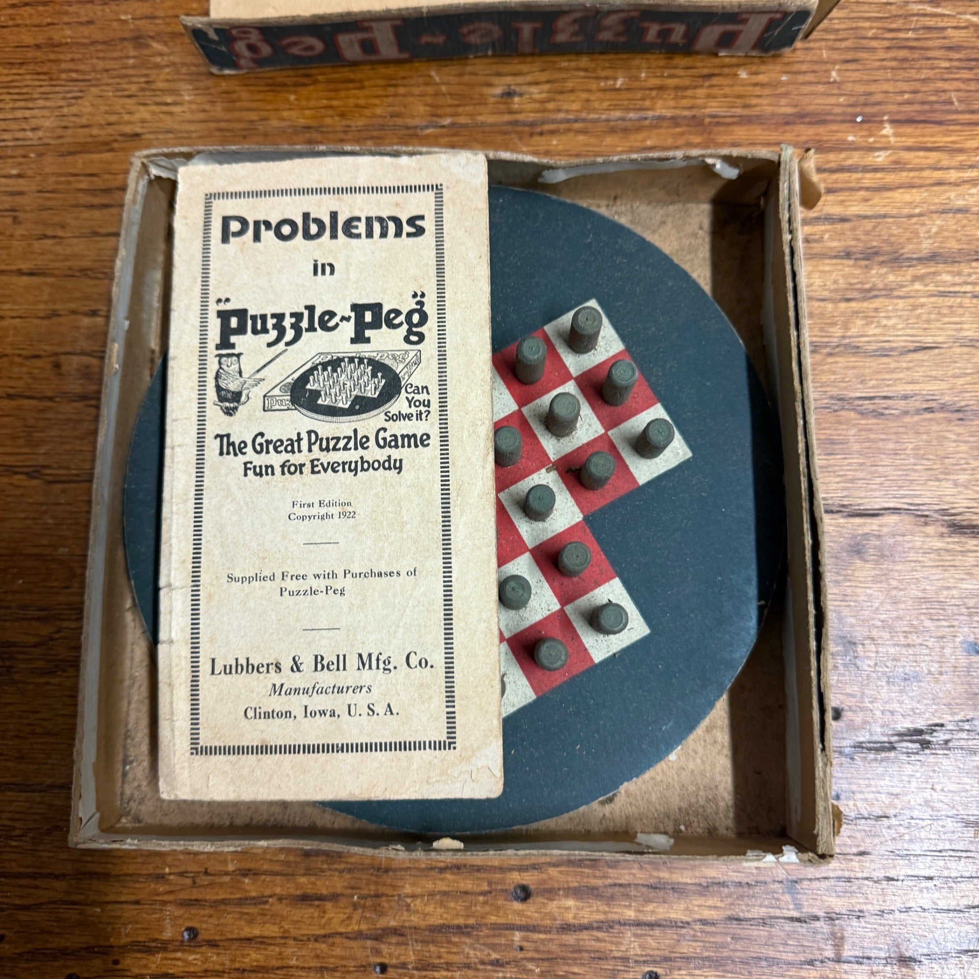 Puzzle Peg Game Manuf. by Lubbers & Bell Rough Early Game Toy