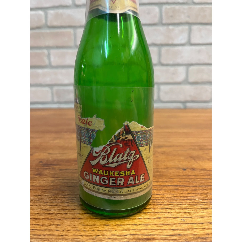 Prohibition Era Blatz Waukesha Ginger Ale Soda Bottle Label Milwaukee, Wis 12oz
