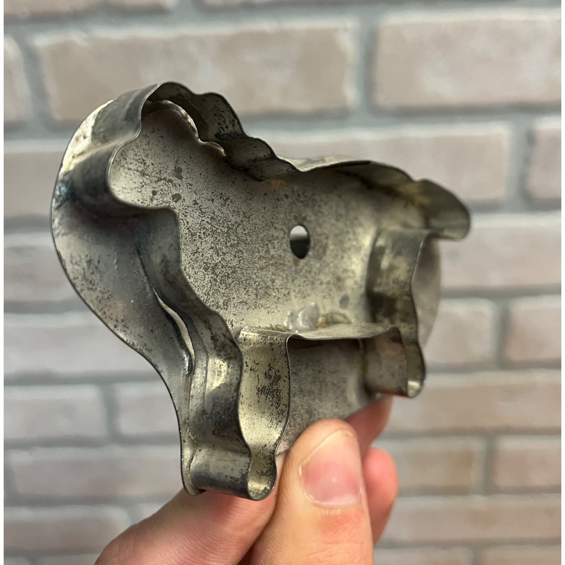Antique Vintage Primitive Dog Collie Tin Metal Cookie Cutter Soldered Handle