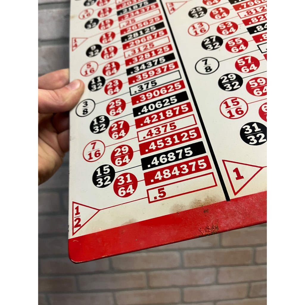 Vintage Vascoloy Ramet Fraction Decimal Advertising Tin Sign Waukegan IL