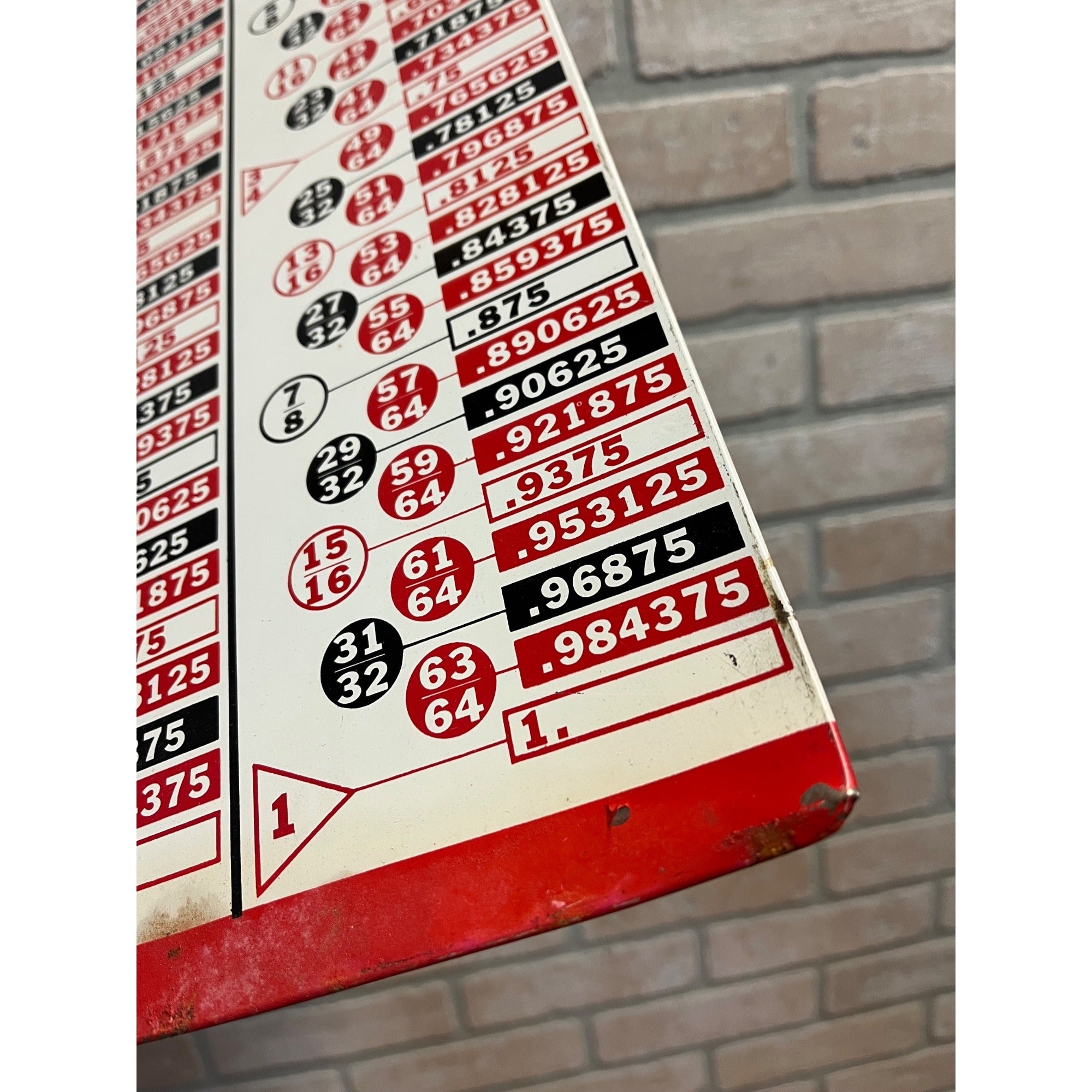 Vintage Vascoloy Ramet Fraction Decimal Advertising Tin Sign Waukegan IL