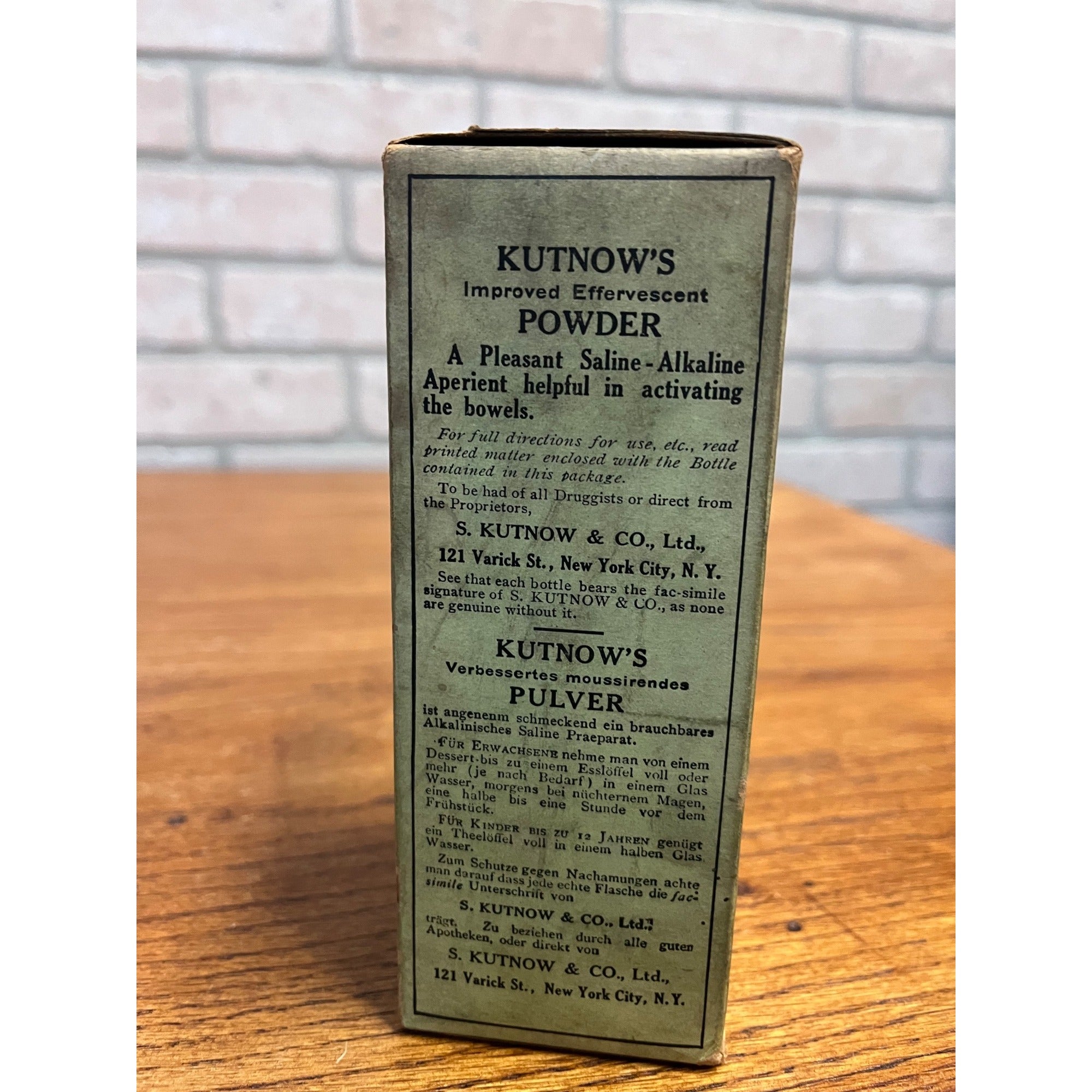 Vintage Kutnow's Powder Remedy Quack Medicine Bottle & Box New Old Stock